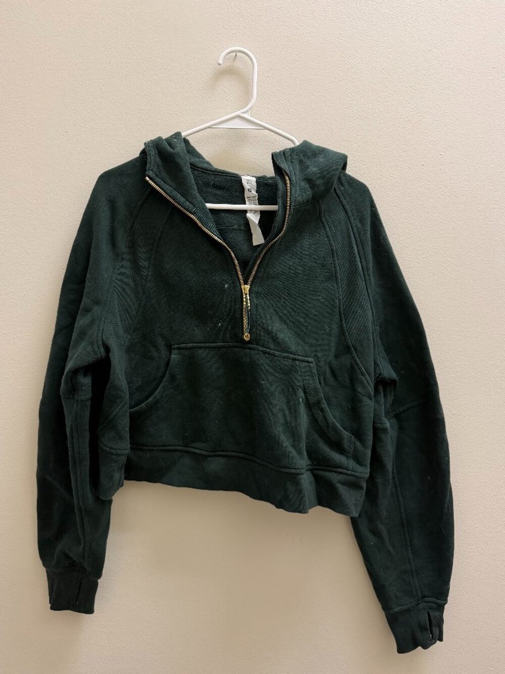 Lululemon Scuba Half Zip Hoodie Dark Green Gold Logo Pullover